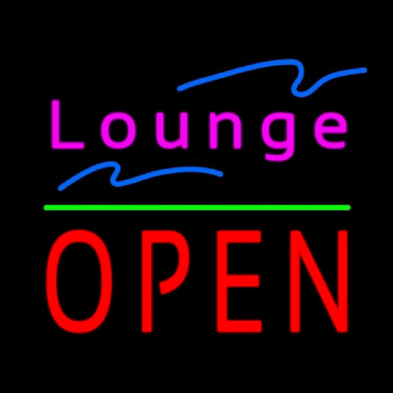 Lounge Block Open Green Line Leuchtreklame