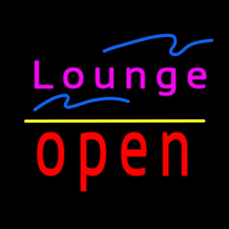 Lounge Open Yellow Line Leuchtreklame