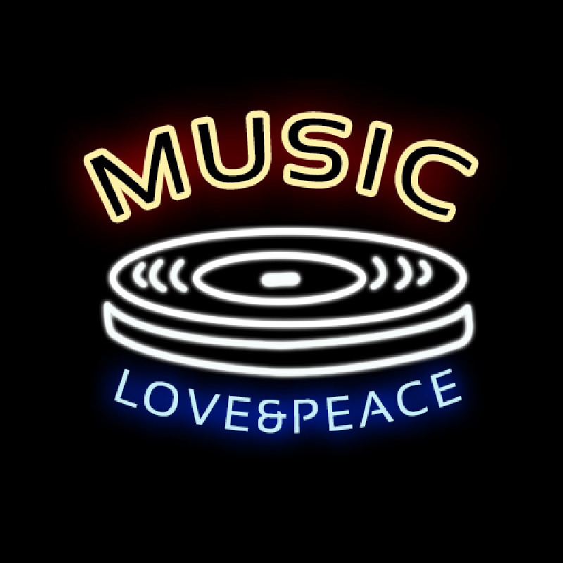 MUSIC LOVE PEACE Leuchtreklame