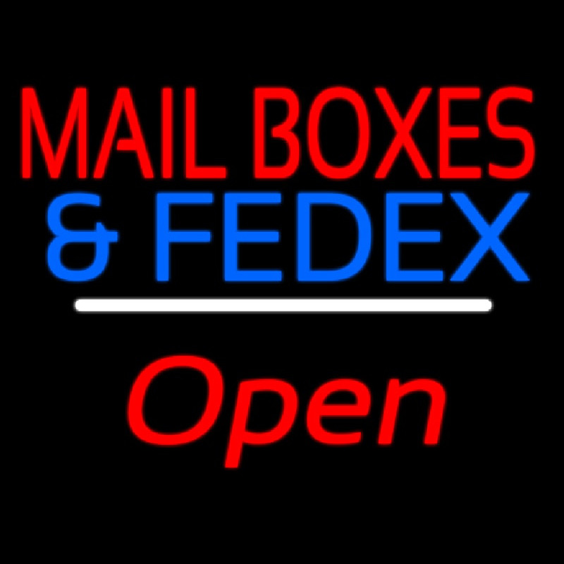 Mail Bo es And Fede  Open White Line Leuchtreklame