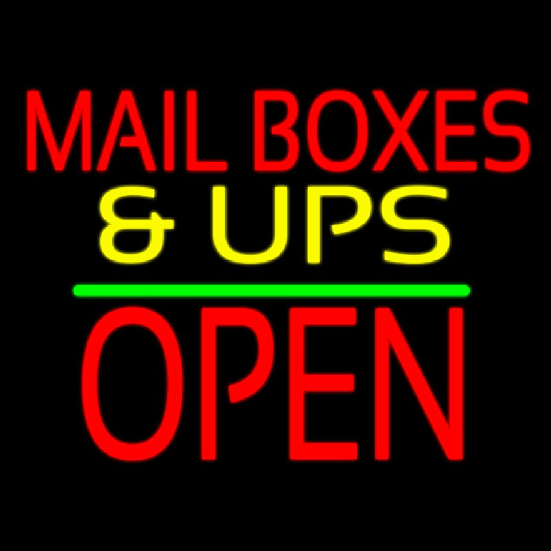 Mail Bo es And Ups Open Block Green Line Leuchtreklame