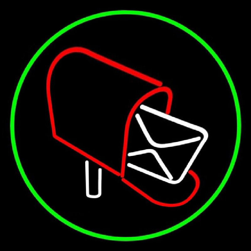 Mailbo  Red Logo With Green Circle Leuchtreklame