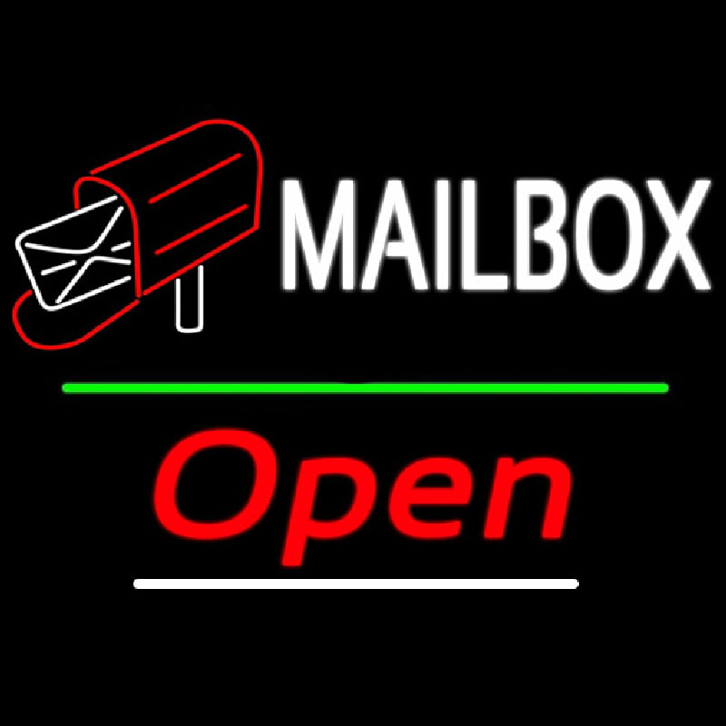 Mailbo  Red Logo With Open 3 Leuchtreklame