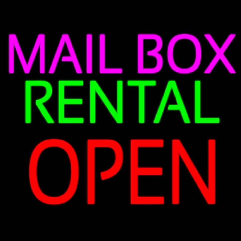 Mailbo  Rental Open Block Leuchtreklame