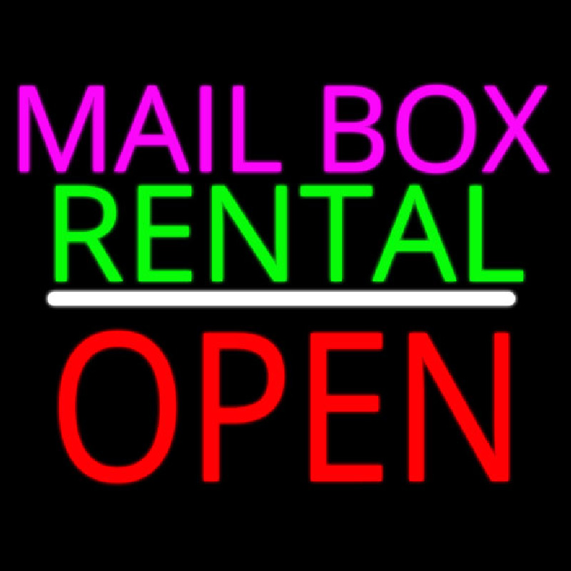 Mailbo  Rental Open Block White Line Leuchtreklame