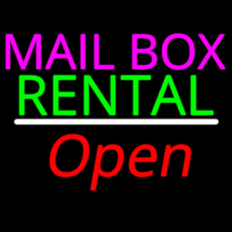 Mailbo  Rental Open White Line Leuchtreklame