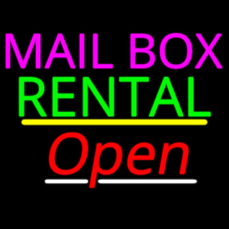 Mailbo  Rental Open Yellow Line Leuchtreklame