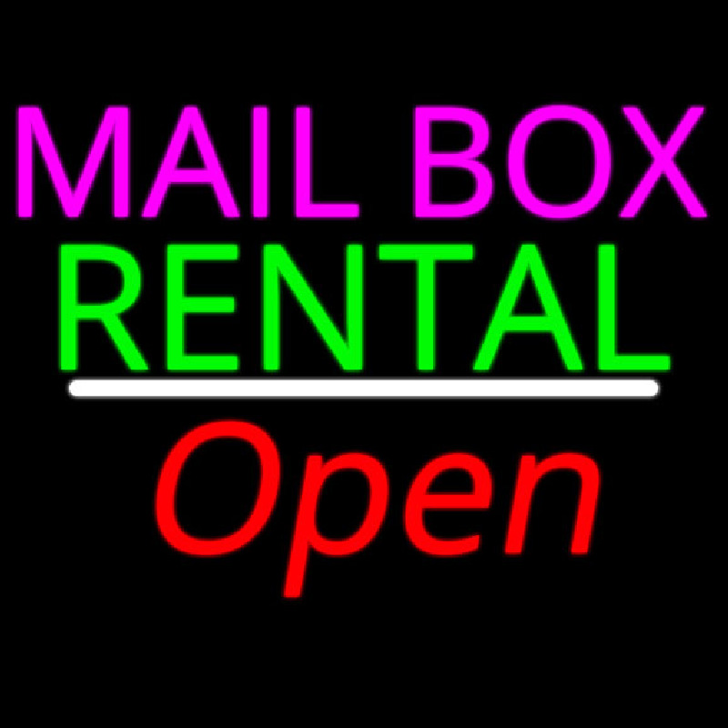 Mailbo  Rental White Line Open Leuchtreklame