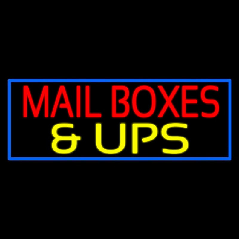 Mailbo es And Ups Block Blue Border Leuchtreklame