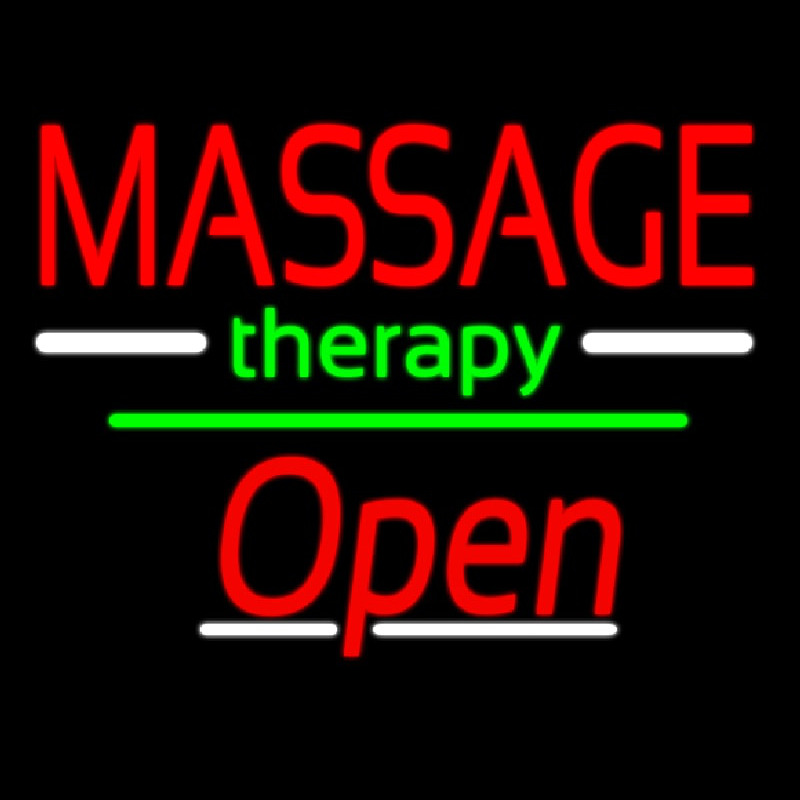 Massage Therapy Open Yellow Line Leuchtreklame