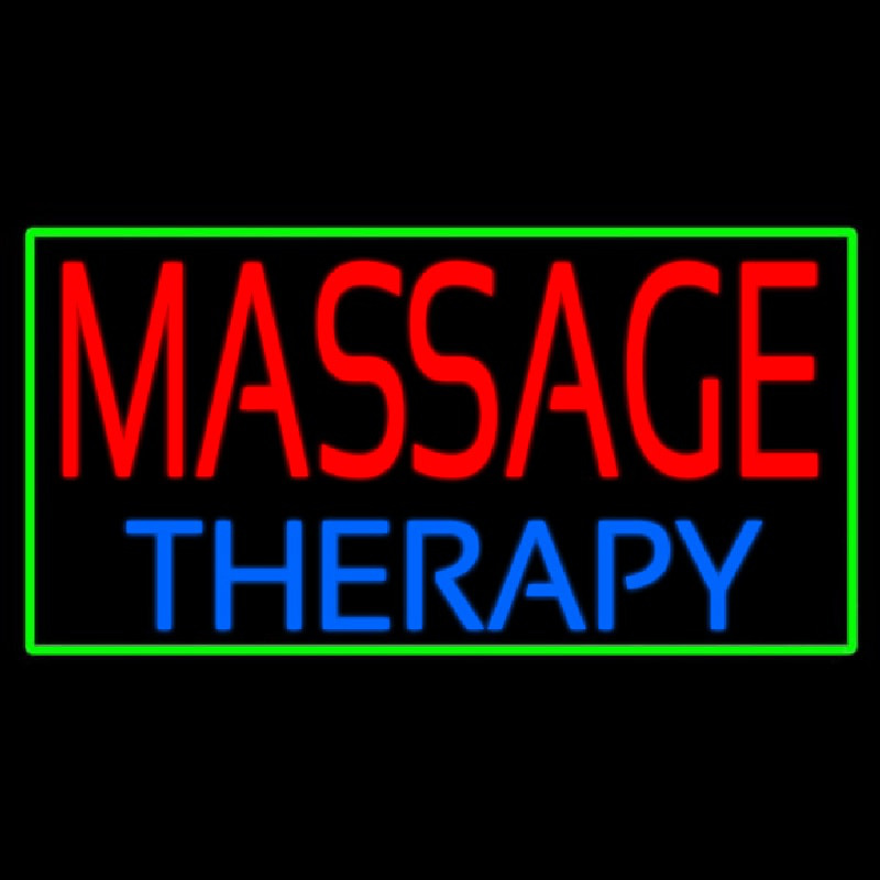 Massage Therapy With Green Border Leuchtreklame