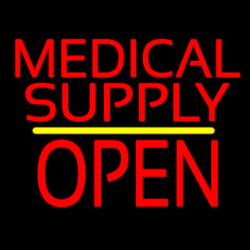 Medical Supply Block Open Yellow Line Leuchtreklame