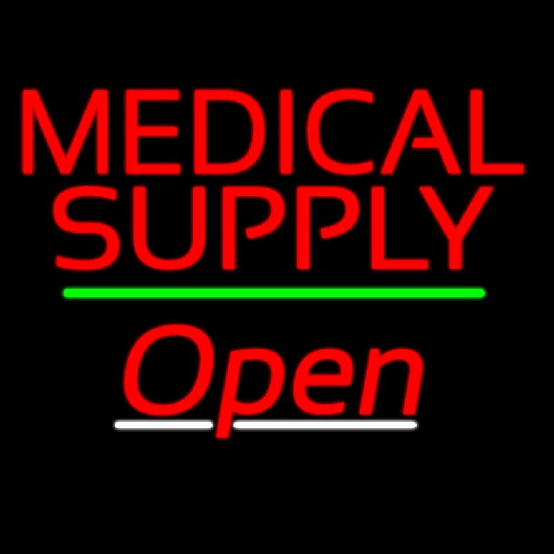 Medical Supply Open Green Line Leuchtreklame