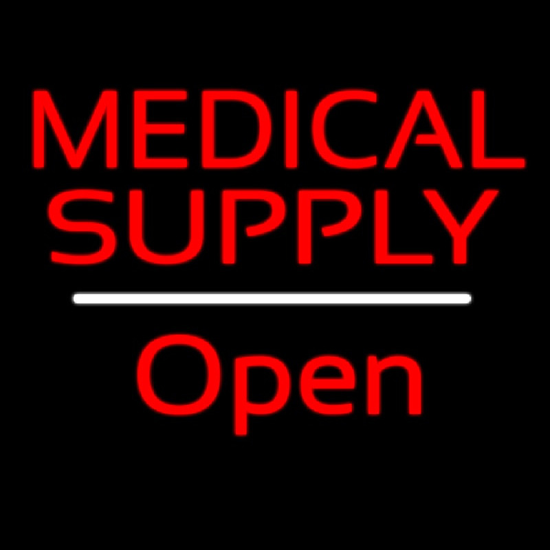 Medical Supply Open White Line Leuchtreklame