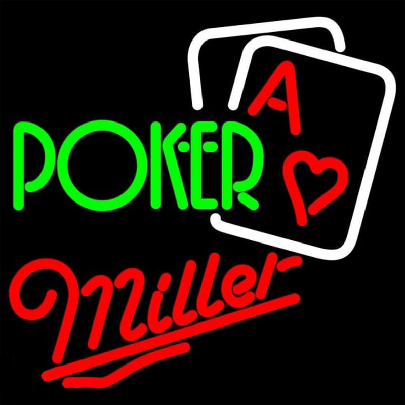 Miller Green Poker Beer Sign Leuchtreklame