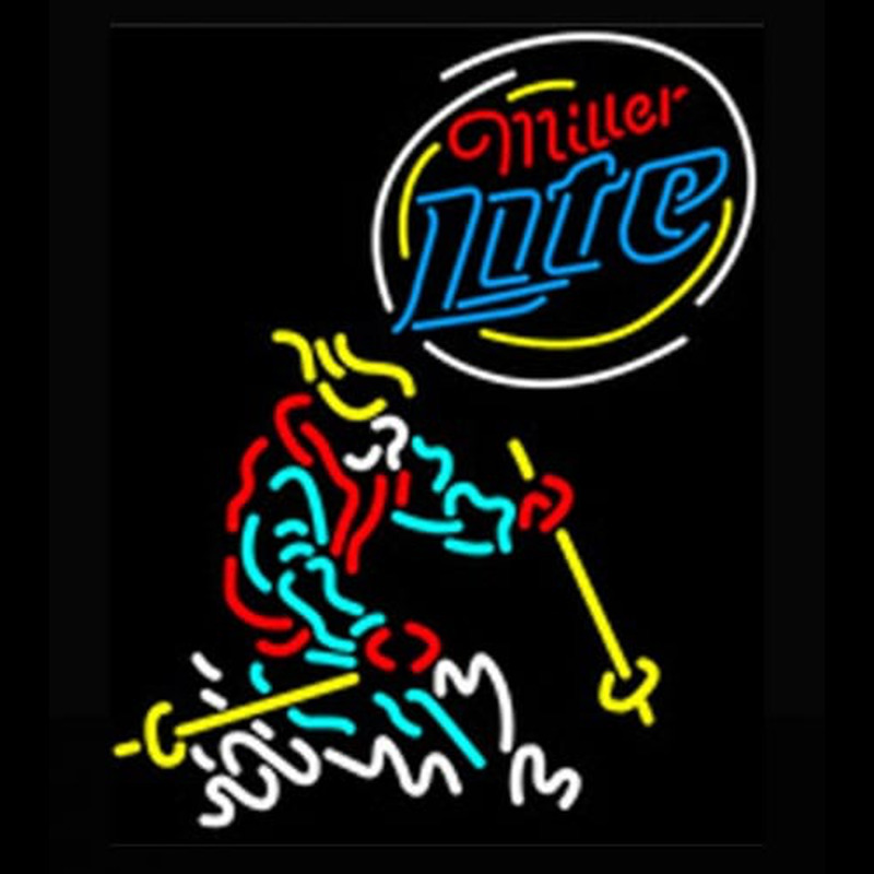 Miller Lite Logo Skier Leuchtreklame