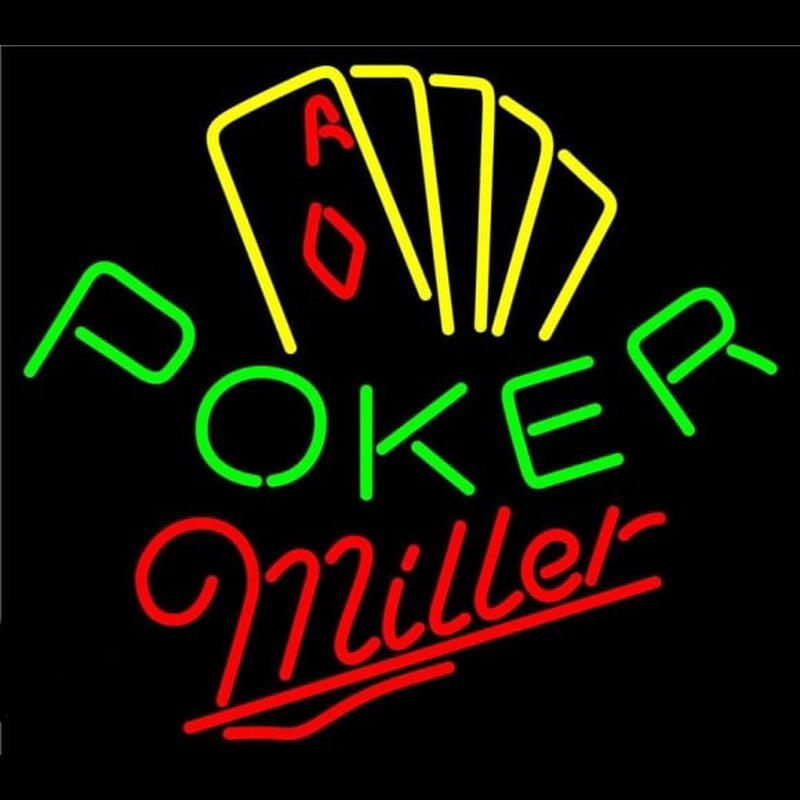 Miller Poker Yellow Beer Sign Leuchtreklame