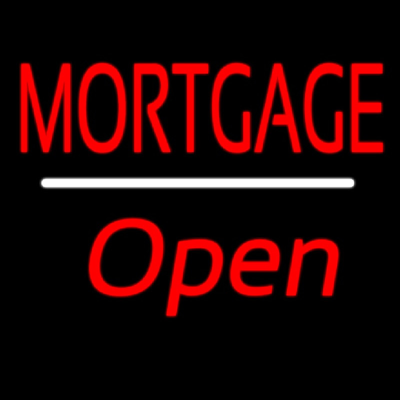 Mortgage Open White Line Leuchtreklame