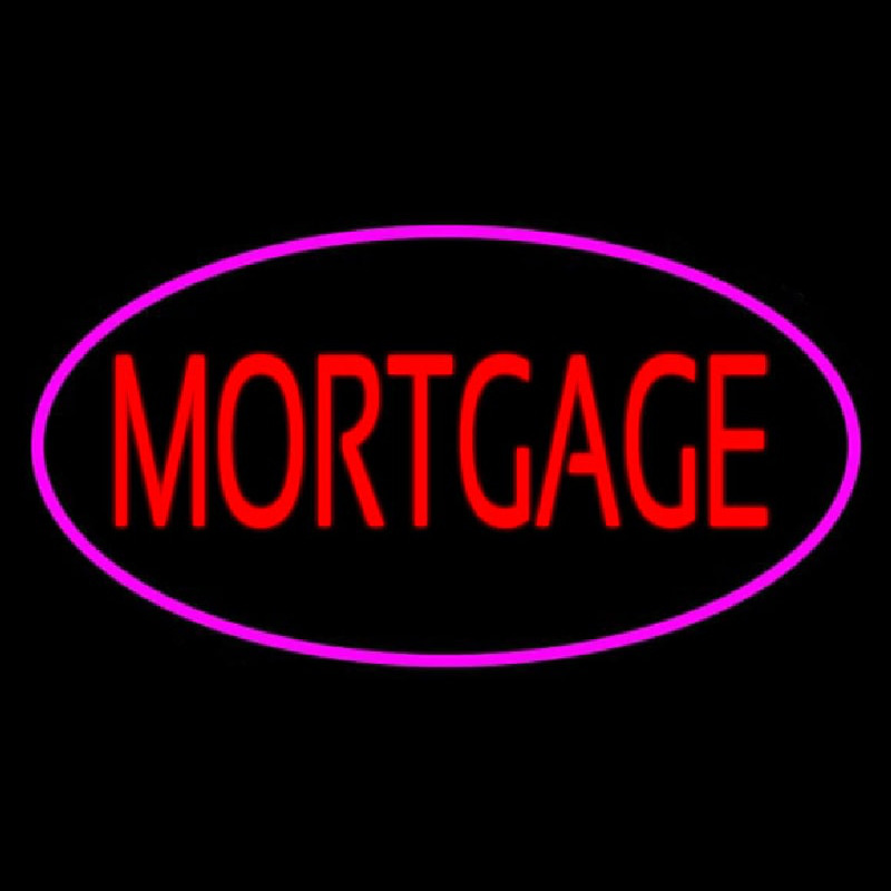 Mortgage Oval Pink Border Leuchtreklame