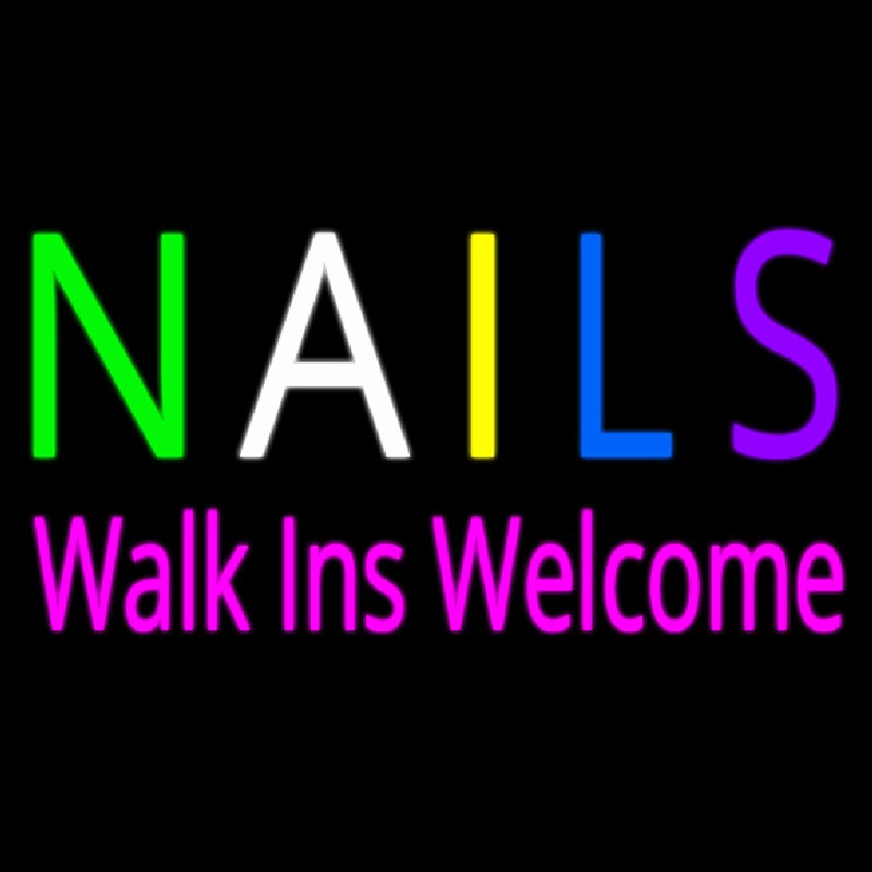 Multi Colored Nails Walk Ins Welcome Leuchtreklame