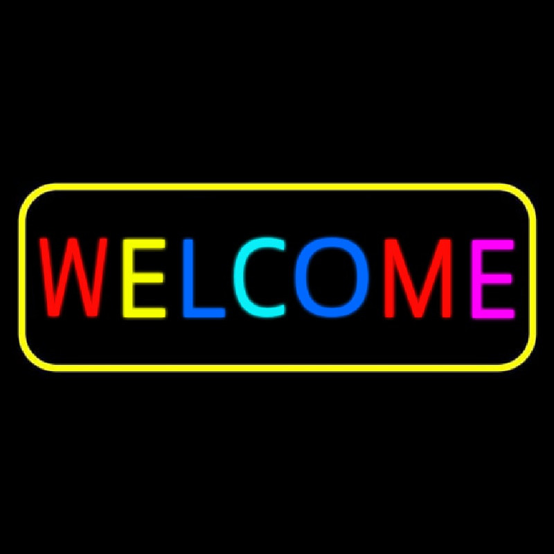 Multi Colored Welcome Bar With Yellow Border Leuchtreklame