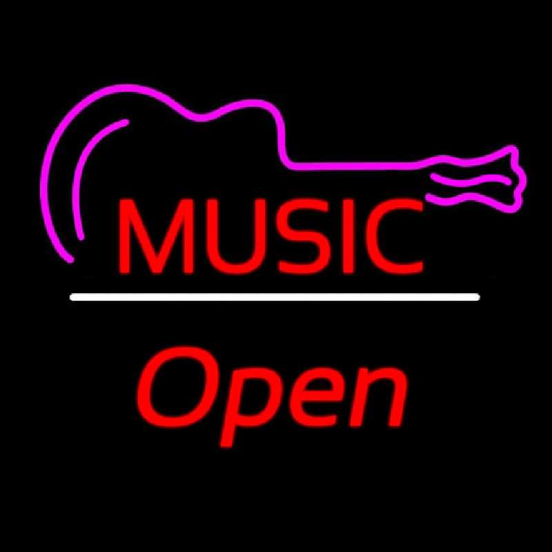 Music Logo Open White Line Leuchtreklame