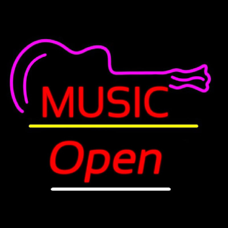 Music Logo Open Yellow Line Leuchtreklame