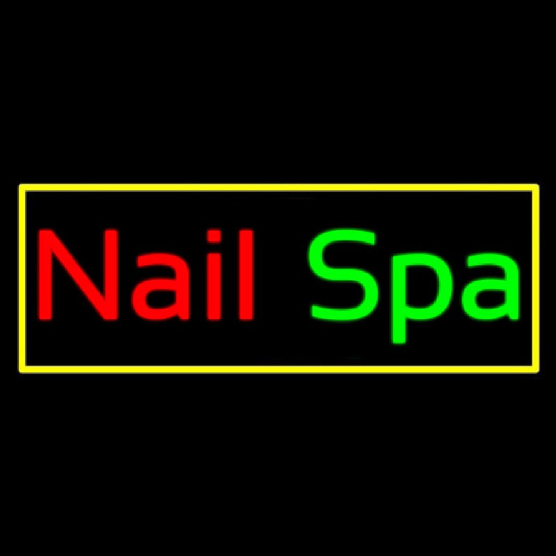 Nail Spa With Yellow Border Leuchtreklame