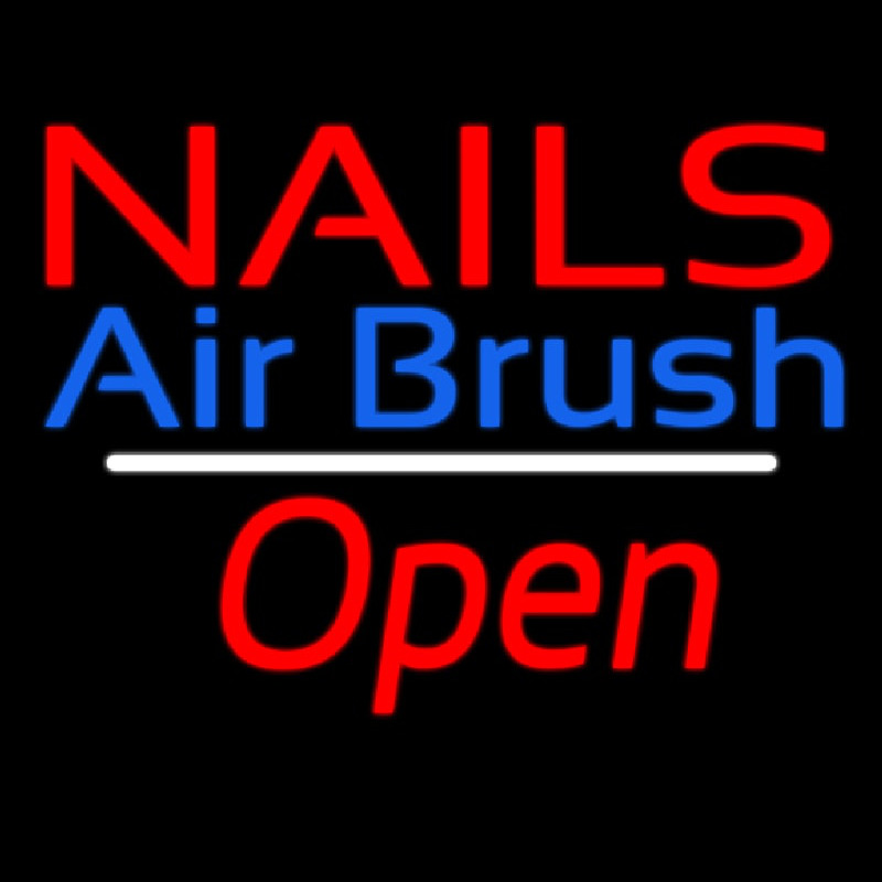 Nails Airbrush Open White Line Leuchtreklame