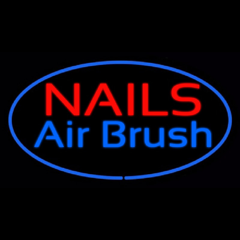 Nails Airbrush Oval Blue Leuchtreklame