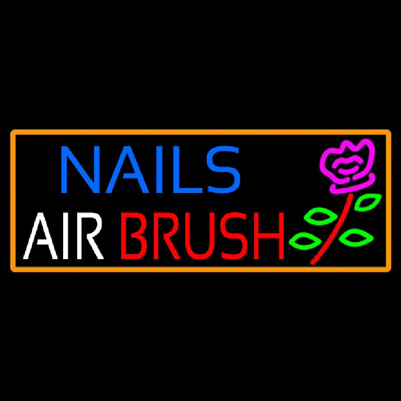 Nails Airbrush With Flower Leuchtreklame