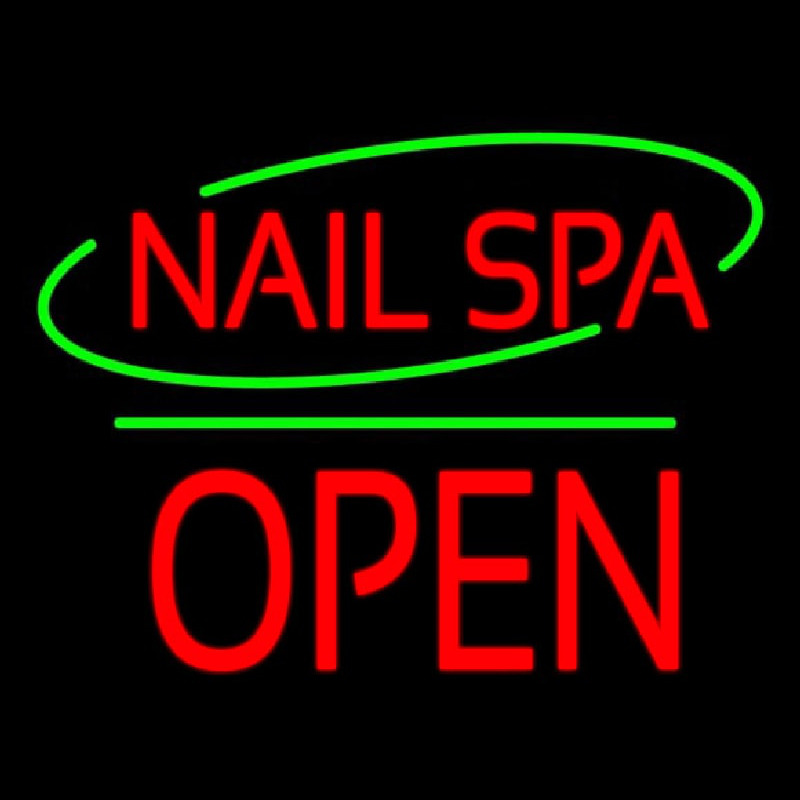 Nails Spa Block Open Green Line Leuchtreklame