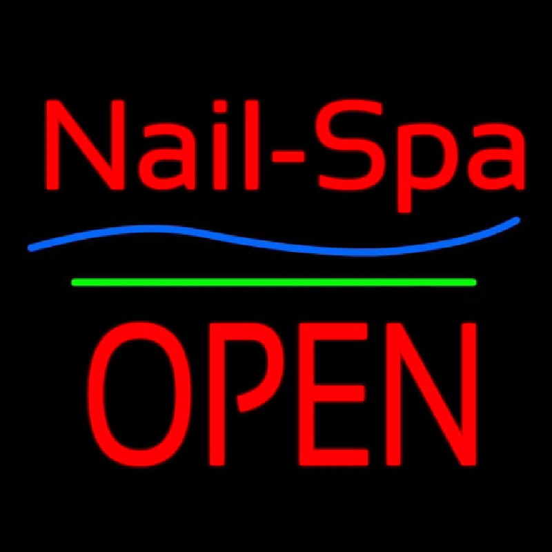 Nails Spa Block Open Green Line Leuchtreklame