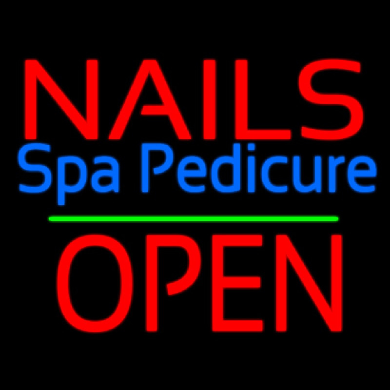 Nails Spa Pedicure Block Open Green Line Leuchtreklame