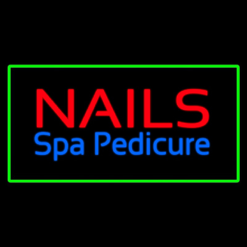 Nails Spa Pedicure Green Border Leuchtreklame