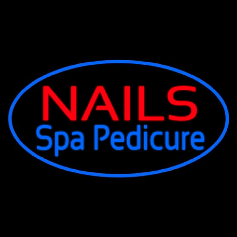 Nails Spa Pedicure Oval Blue Leuchtreklame