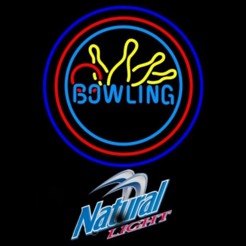 Natural Light Bowling Yellow Blue Beer Sign Leuchtreklame