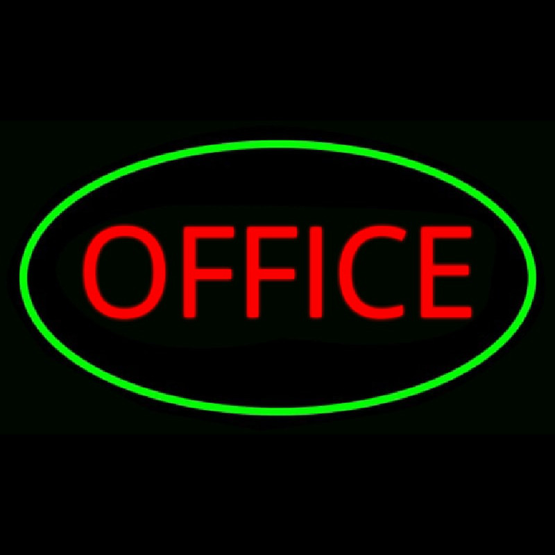 Office Oval Green Leuchtreklame