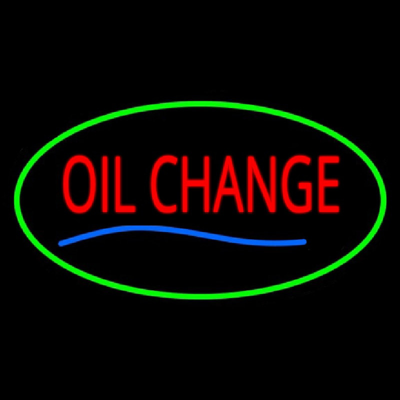 Oil Change Green Oval Leuchtreklame