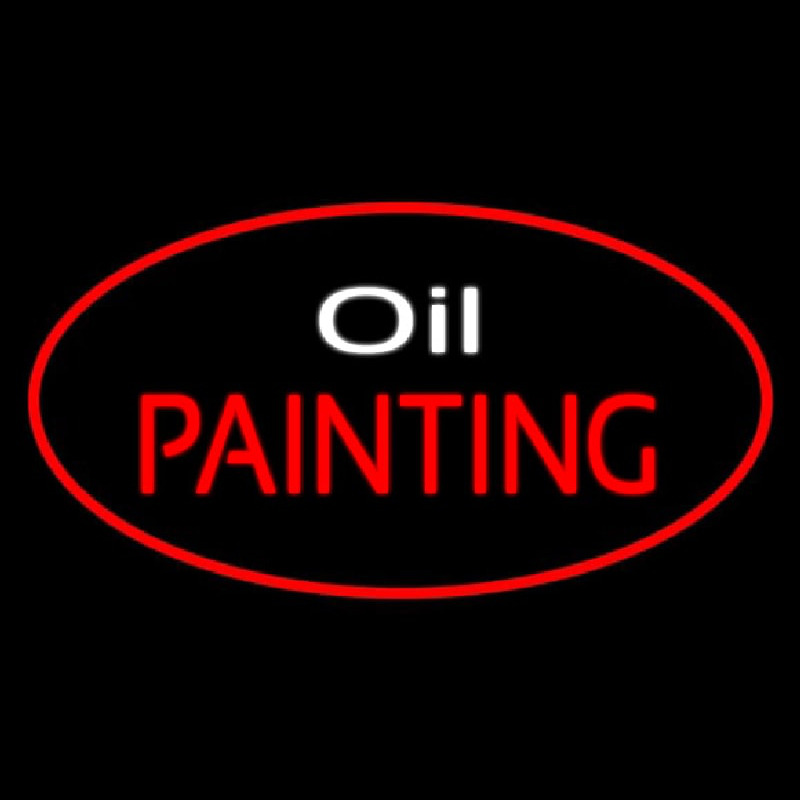 Oil Painting Red Oval Leuchtreklame