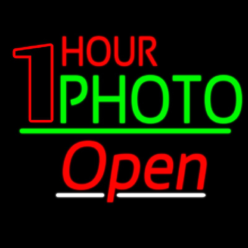 One Hour Photo Open 3 Leuchtreklame