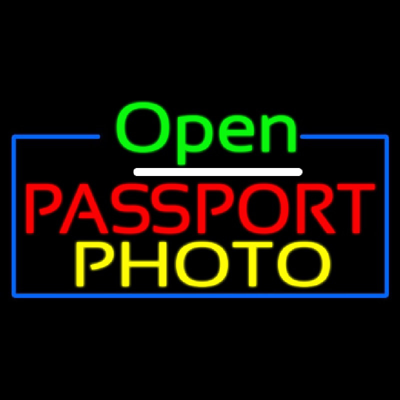 Open Passport Photo Leuchtreklame