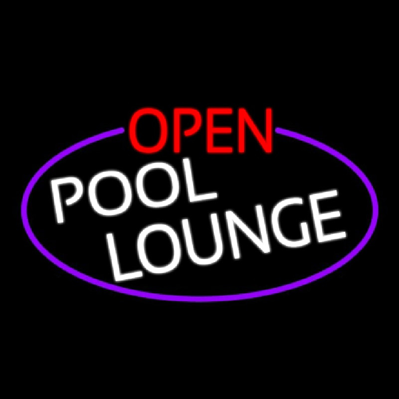 Open Pool Lounge Oval With Purple Border Leuchtreklame