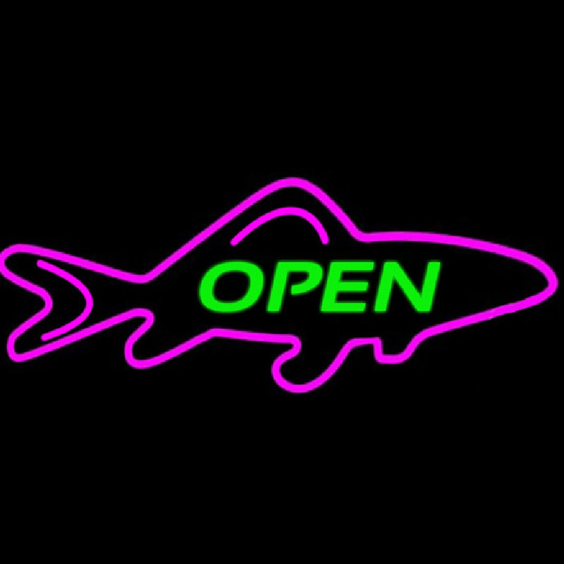 Open Purple Finned Fish Leuchtreklame