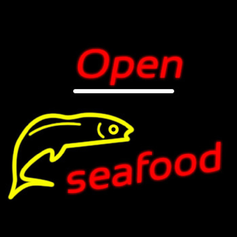 Open Seafood Logo Leuchtreklame