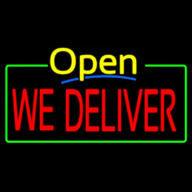 Open We Deliver Leuchtreklame