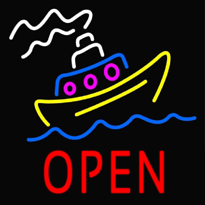 Open With Boat Leuchtreklame