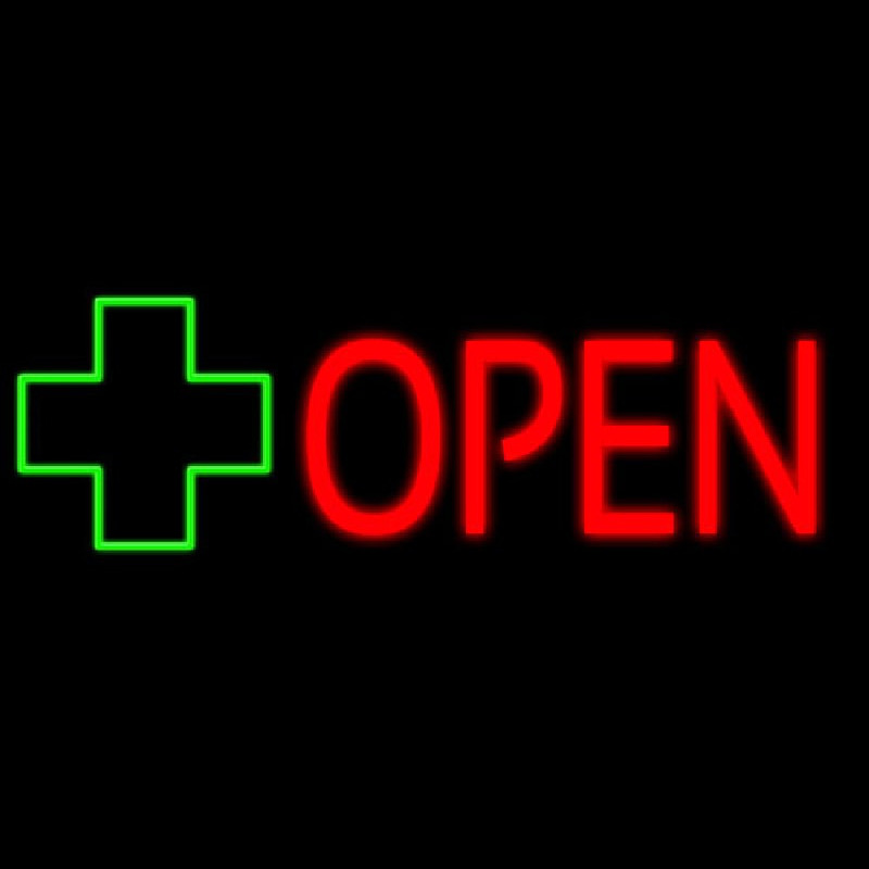 Open With Cross Logo Leuchtreklame