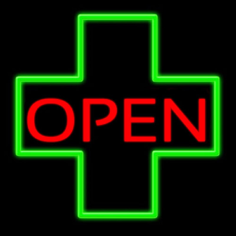 Open With Cross Logo Leuchtreklame