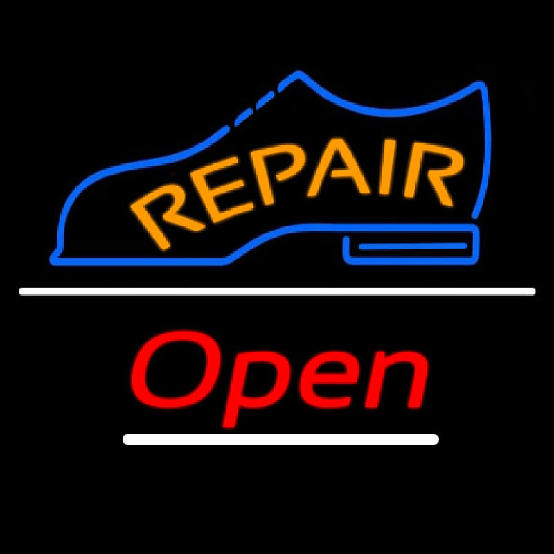 Orange Repair Shoe Logo Open Leuchtreklame